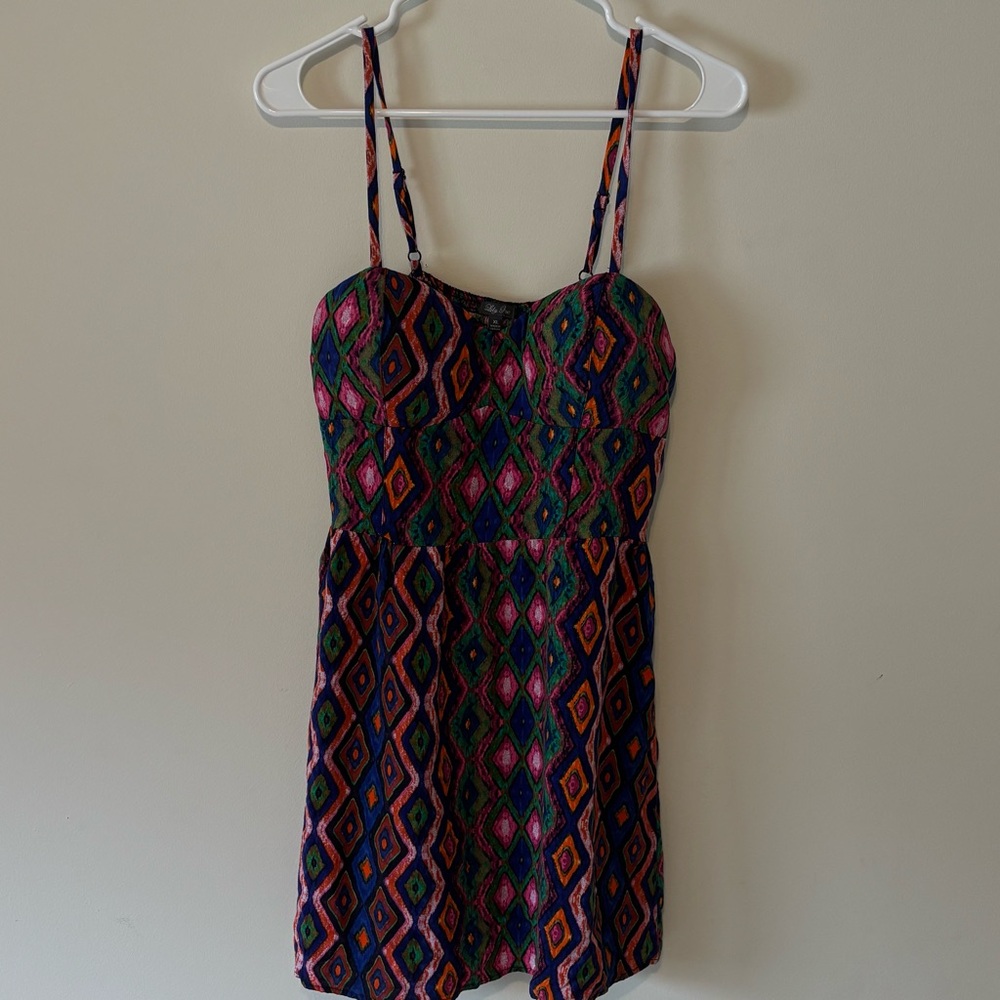 Lily Rose Multicolor Diamond Print Dress in Purple, Green & Blue